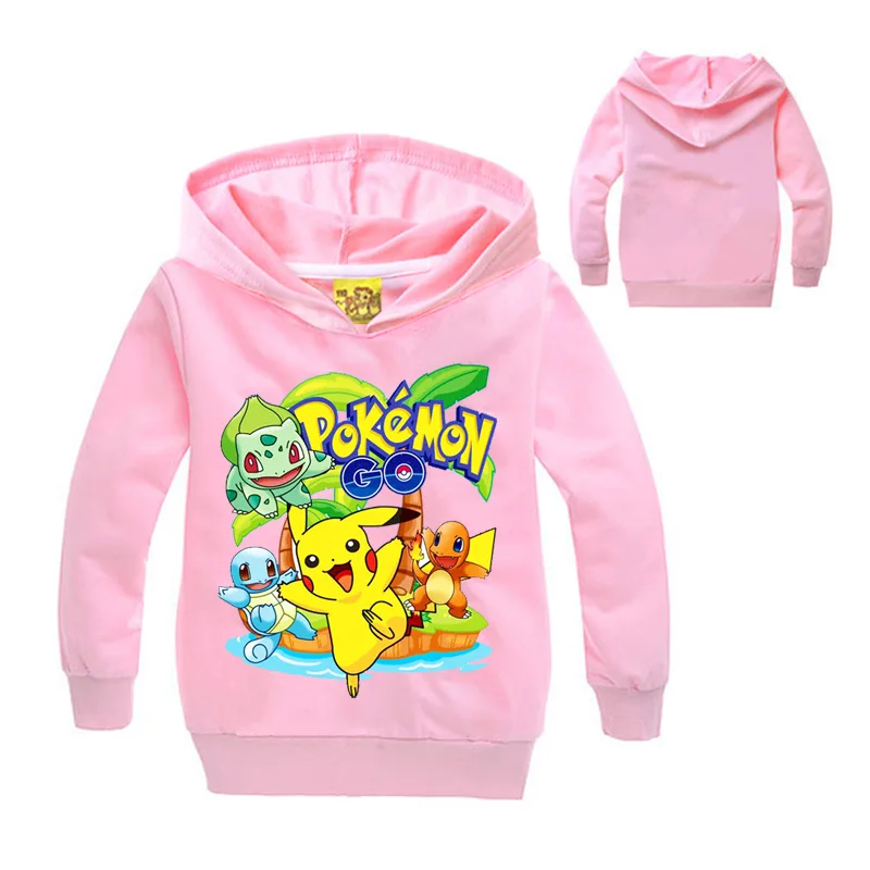 2019 pikachu Children Hooded Kids Boys Clothes pokemon go Girls Clothing For Baby Hoodies | Мать и ребенок