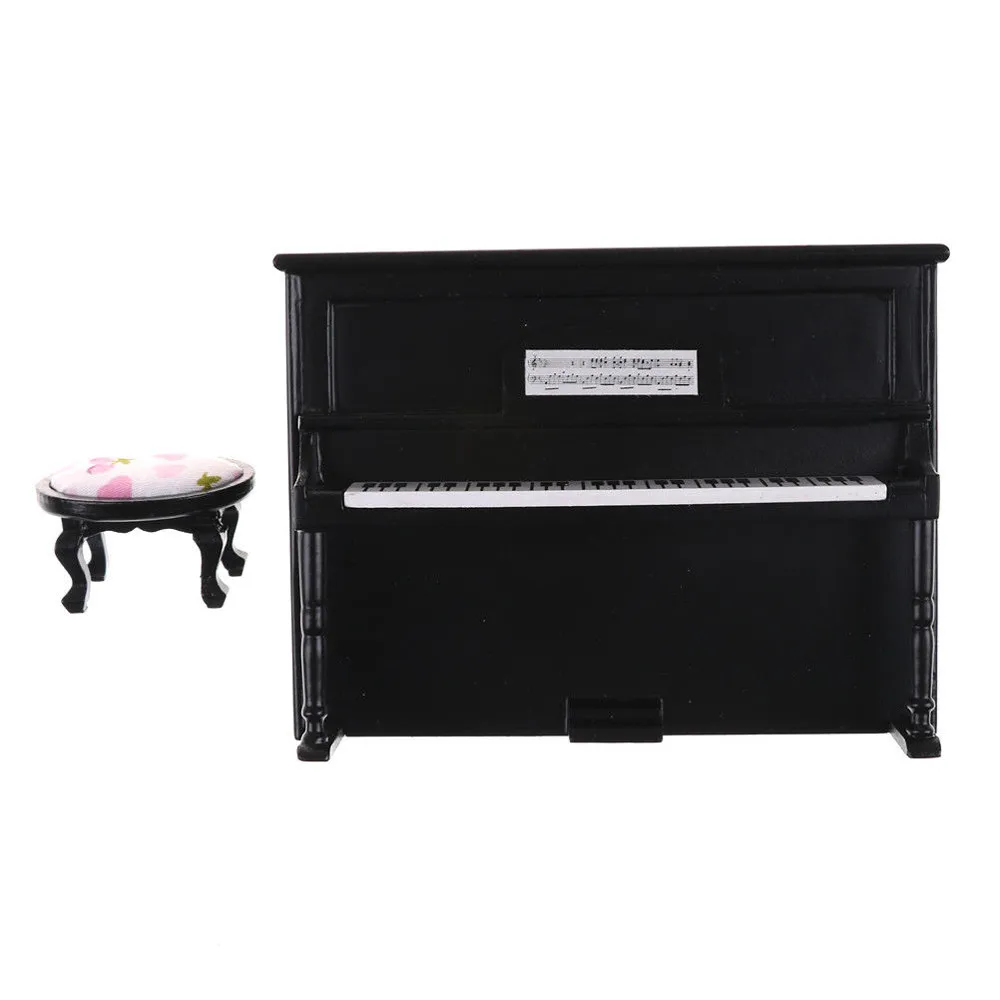 1/12 Scale Wooden Black Piano Mini Model Dollhouse Furniture Miniature Craft Ornament Instrument Pretend Play Toy Accessories#g4 | Игрушки и