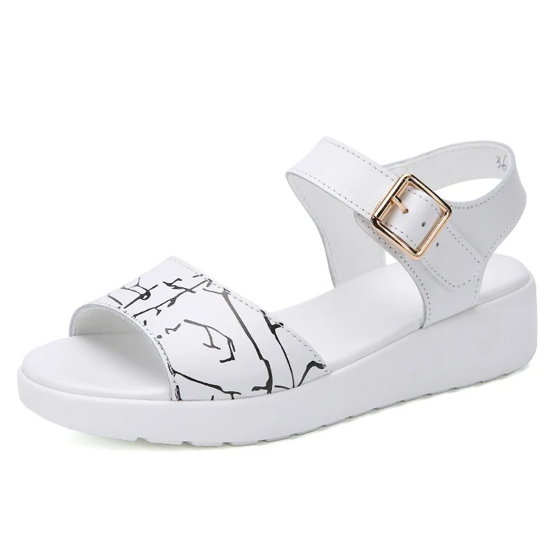 

summer women's Fish toe shoes non slip flat sandals with wedges for women Genuine Leather Modern Sandals slippers high heels