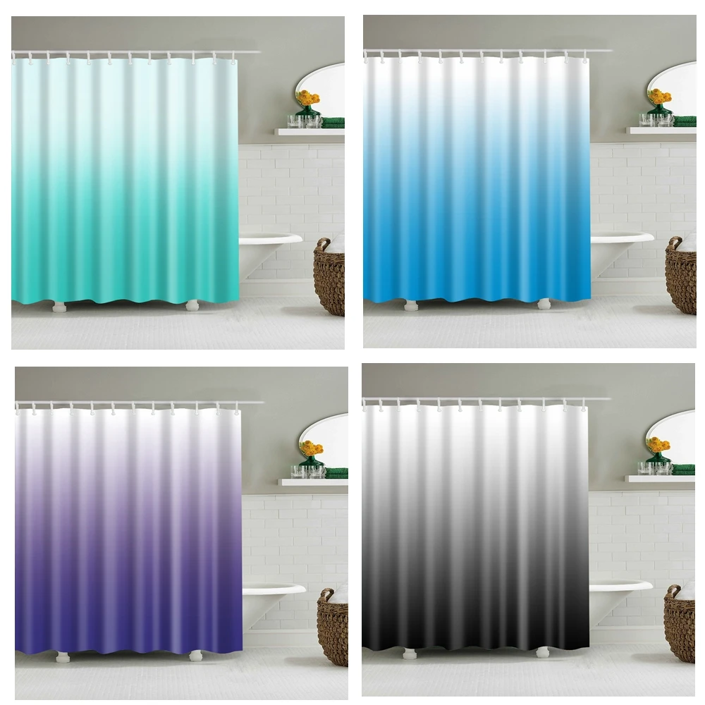

Customized Gradient Shower Curtain Waterproof Colorful Blue Purple Bath Curtain With 12 Hooks For Bathroom Decor cortina