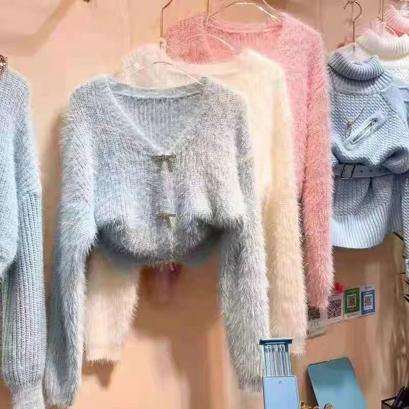 Женский кардиган с бантом и длинным рукавом| |