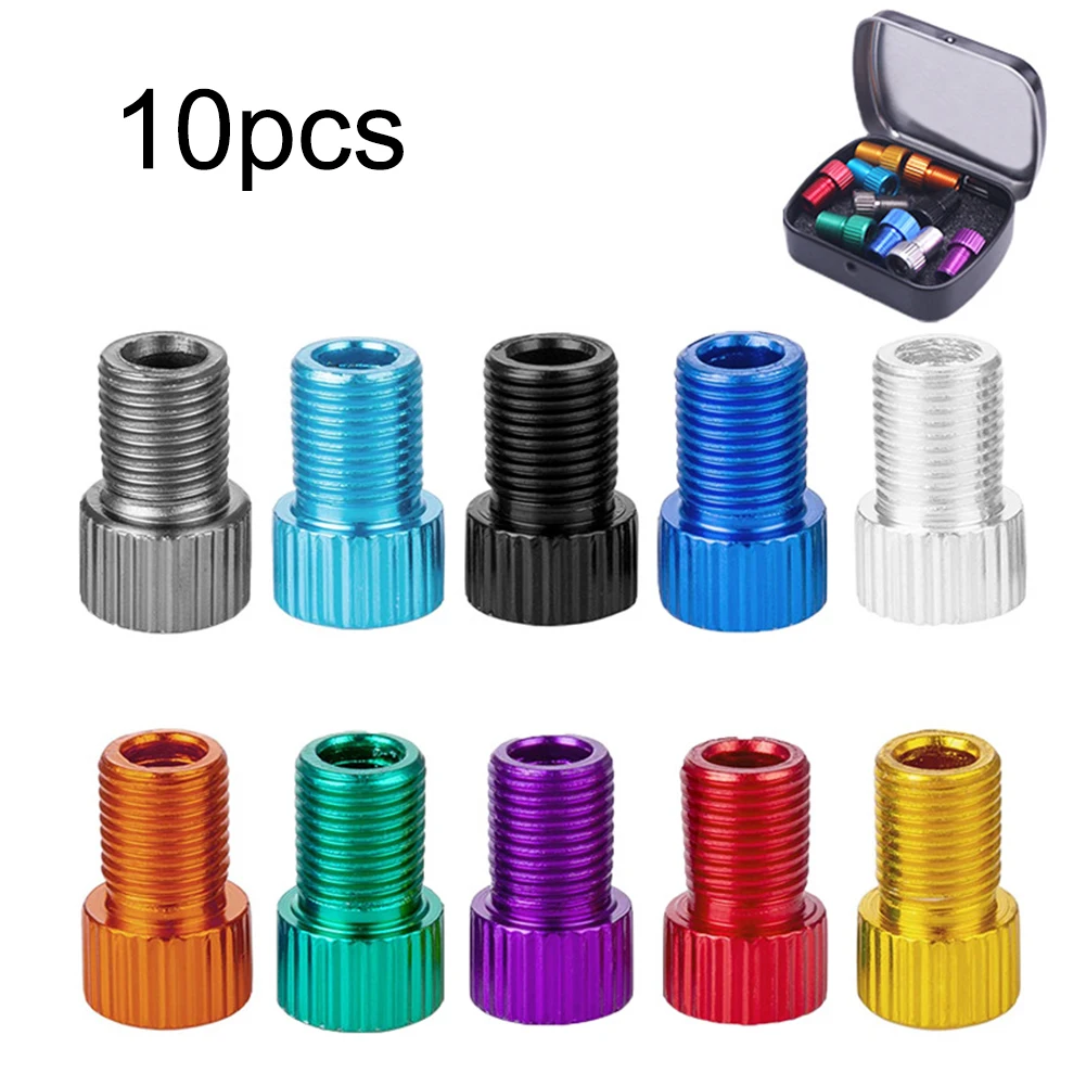 

10pcs Aluminum Alloy Bicycle Valve Adapters Set American to Presta Converter Bike Air Compressor Pump Tube Cycling Accessories