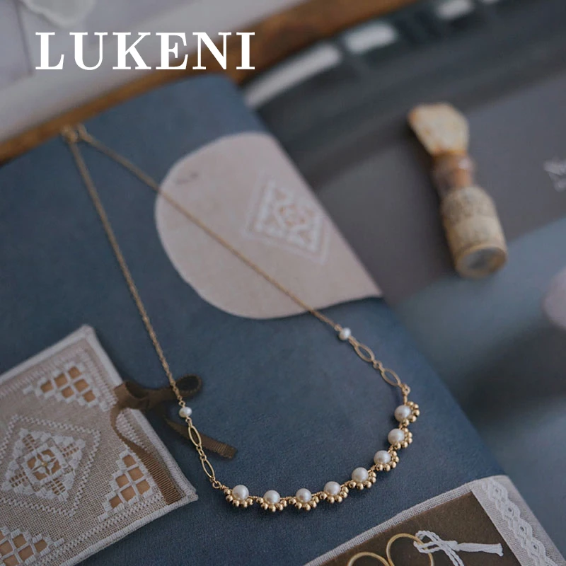 Женское Ожерелье с искусственным жемчугом Золотое колье 14 карат модные