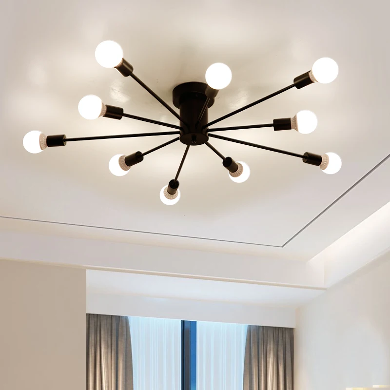 Промышленный Лофт скандинавский светодиодный потолочный светильник из кованого