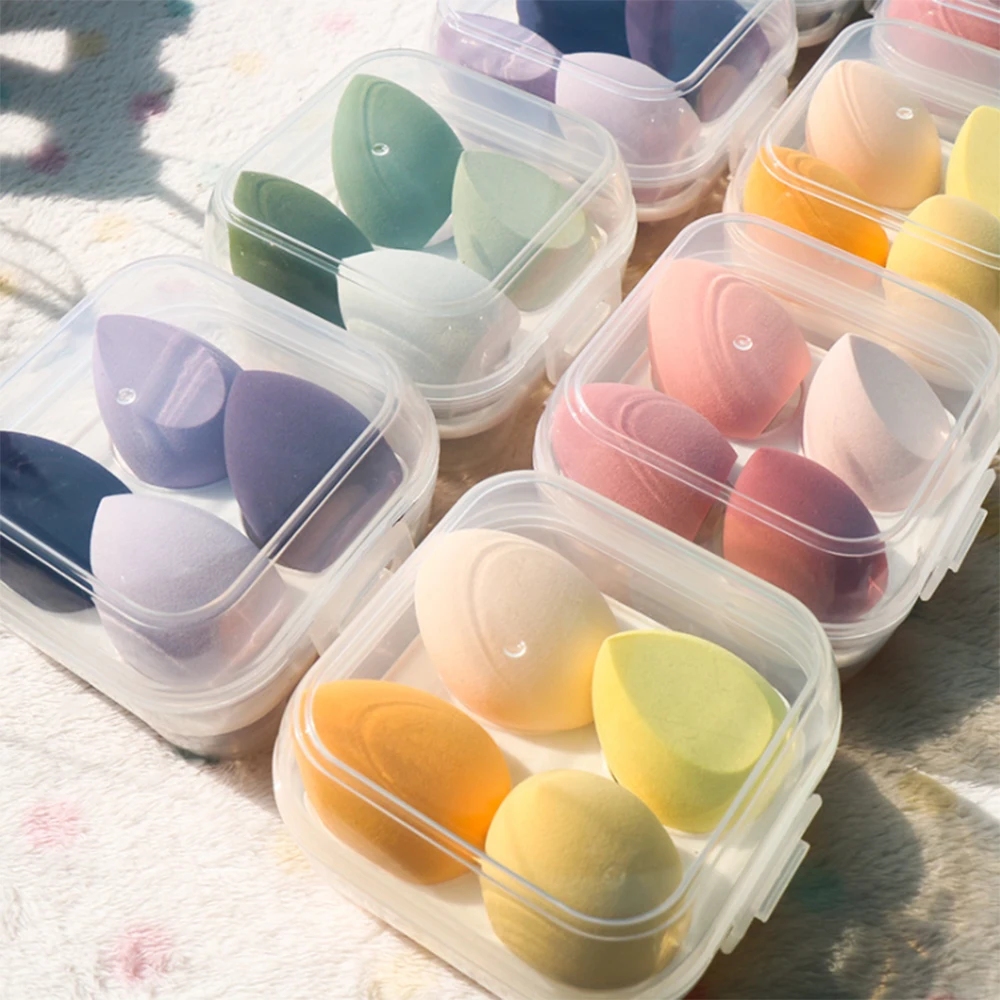 

4pcs Makeup Blender Cosmetic Puff Makeup Sponge with Storage Box Foundation Powder Sponge Beauty Tool Women Make Up Accessories