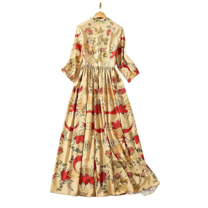 

Floral Print Temperament New Women's Clothing 2021 Spring Long Sleeve Temperament Commute Fashion Long Dress