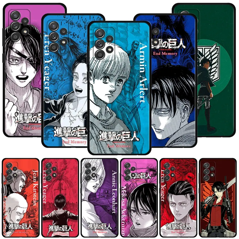 Attack on Titan Cover For Samsung Galaxy A51 A71 A41 A31 A11 A01 A72 A52 A42 A32 A22 A21s A02s A12 A02 Black Shell Capa Case