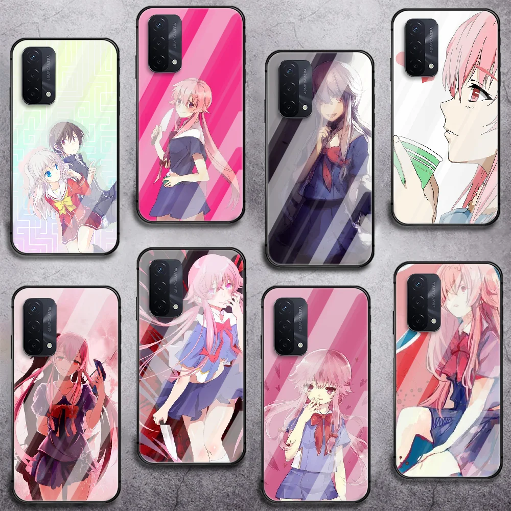 

Gasai Yuno Mirai Nikki’s Phone Tempered Glass Case Cover For oppo realme find reno a c x3 gt 53 5 6 7 11 Pro 5g Black 3D Tpu