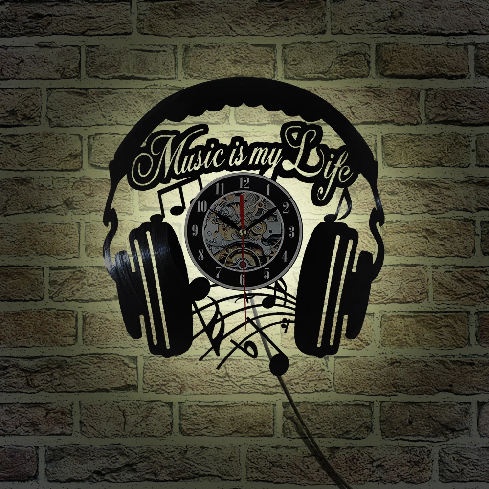 Новинка настенные часы CD ROM современные музыкальные черные с наушниками каминные