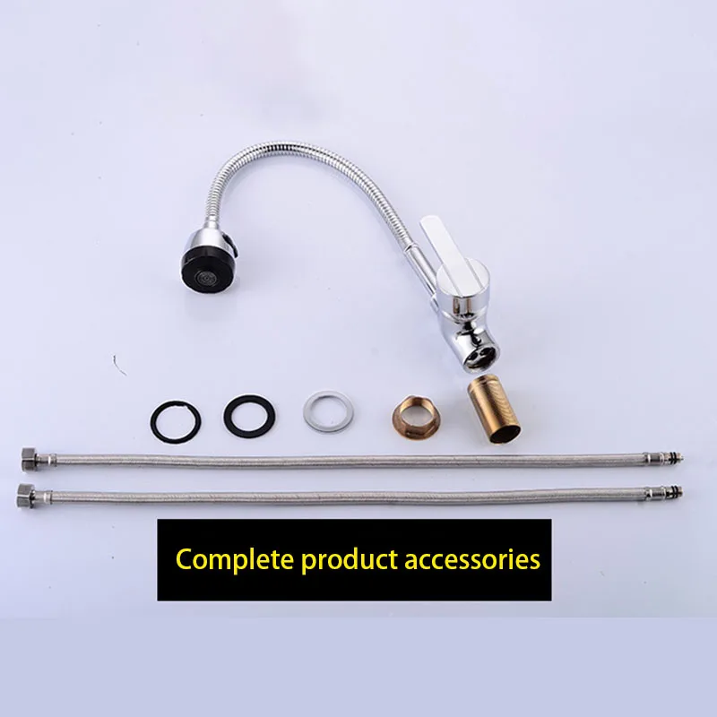 

Fashion Chrome-Plated Brass Swan Neck Pull Out Black Flexible Kitchen Faucet Tap