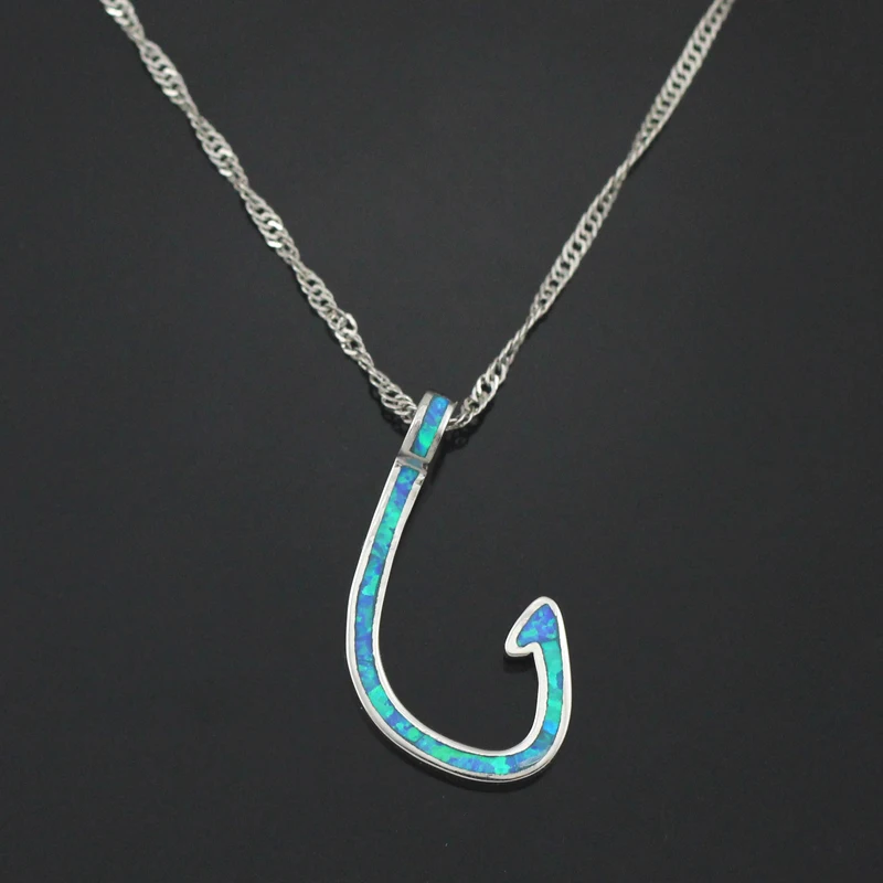 

Blue Green White Pink Brown Fire Opal Silver Plated Pendant Fish Hook