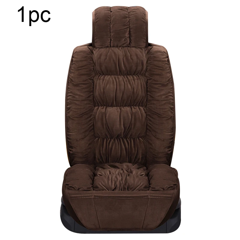 Front Brown 1pc Чехлы для автомобильных сидений, плюшевые чехлы для сидений автомобиля, интерьерные подушки для сидений, теплые Универсальные зимние защитные Ковровые Коврики, аксессуары - Название цвета: Front Brown 1pc