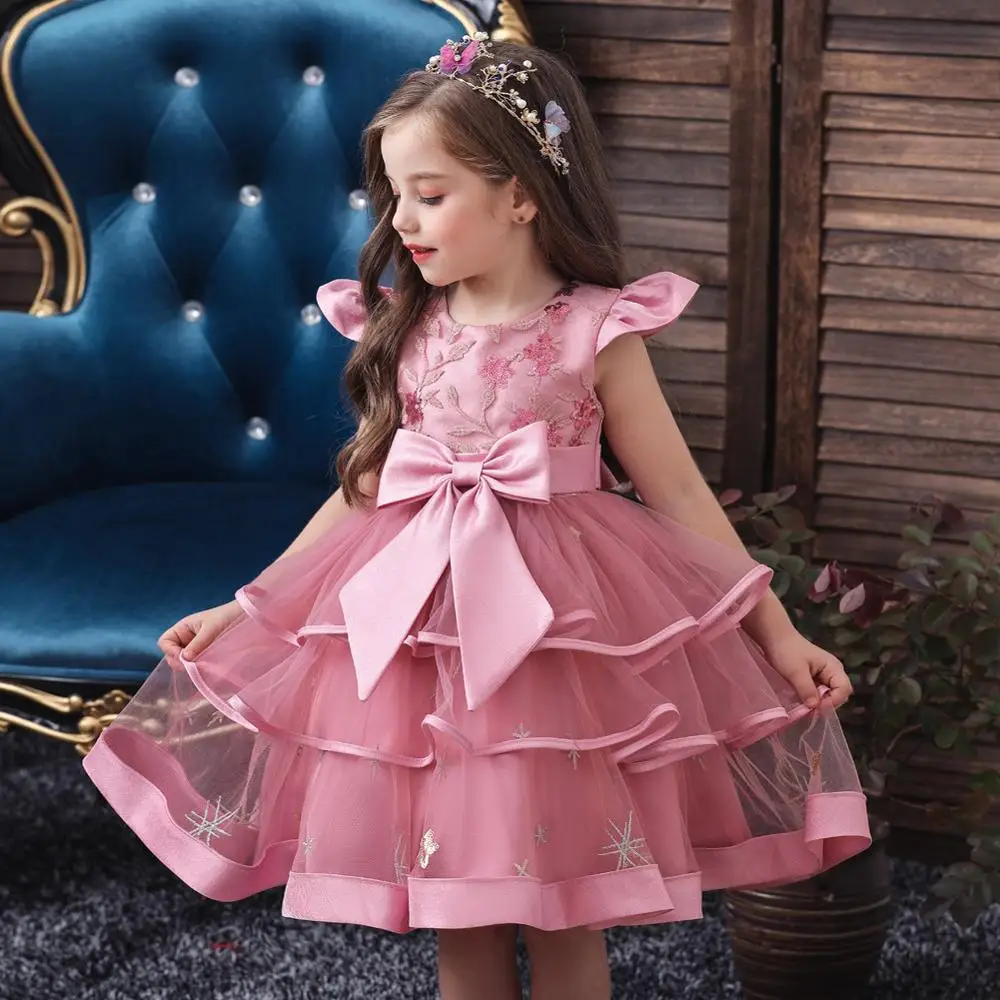 

2021 Summer Girls Dress Embroidery Princess Clothes Kids Wedding Dresses For Girls Party Dress Ball Gown Children Clothing 8-10Y