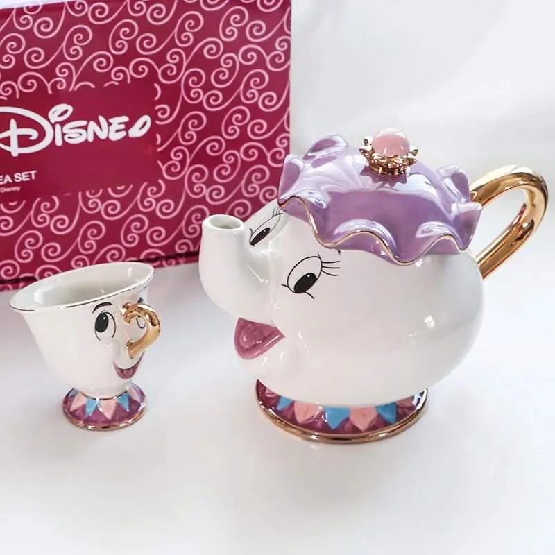 

Gril Kid Lovely Christmas Gift New Cartoon Mrs Potts Original Beauty and The Beast Teapot Mug Milk Coffice Tea Ceramics Pot Cup