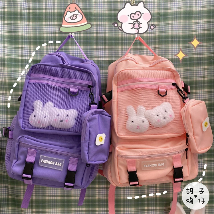

YJ409 Girl student schoolbag female Korean version of Harajuku ulzzang wild backpack large capacity tooling backpack