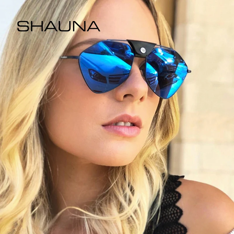 Женские и мужские очки авиаторы SHAUNA поляризационные из искусственной кожи с