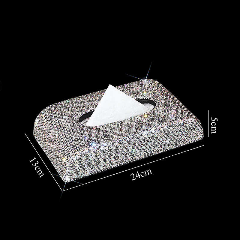 Изысканная Хрустальная Бриллиантовая роскошная коробка для салфеток автомобиля