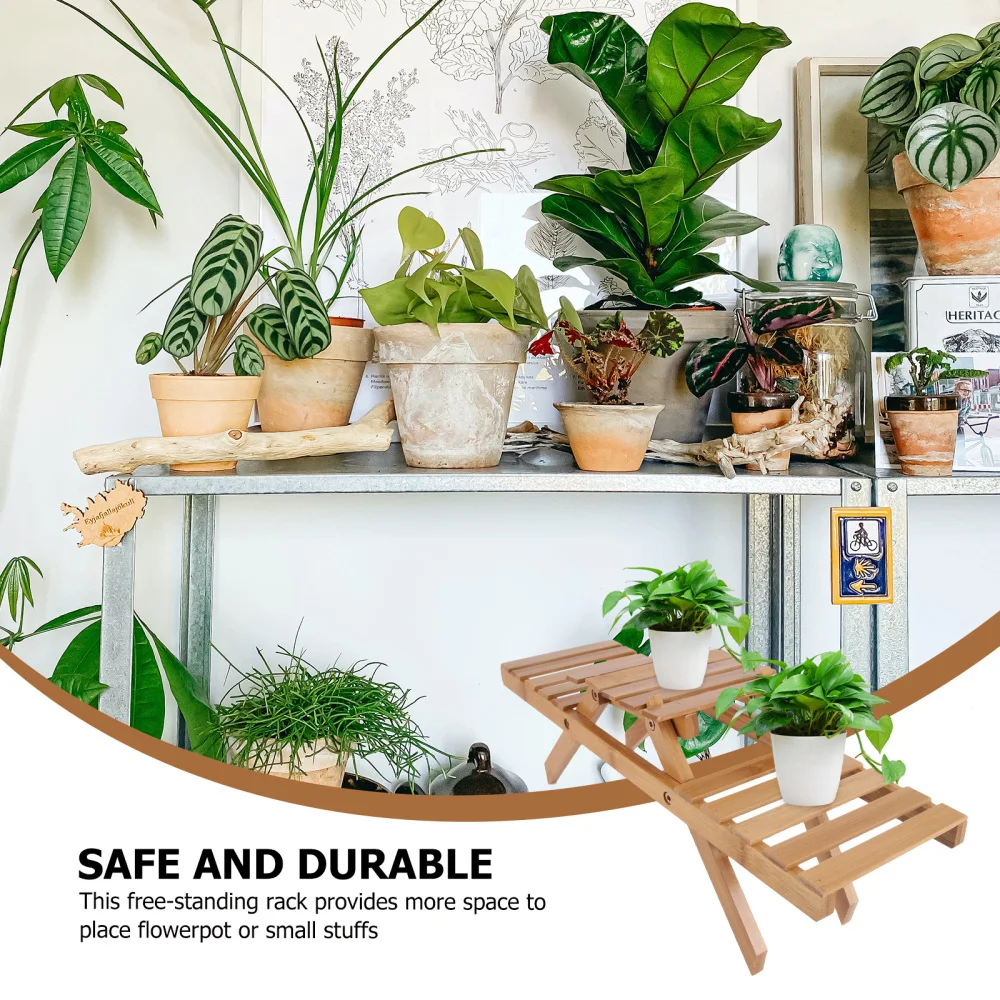 

1Set Home Standing Bonsai Rack Wooden Simple Plant Holder Balcony Decor
