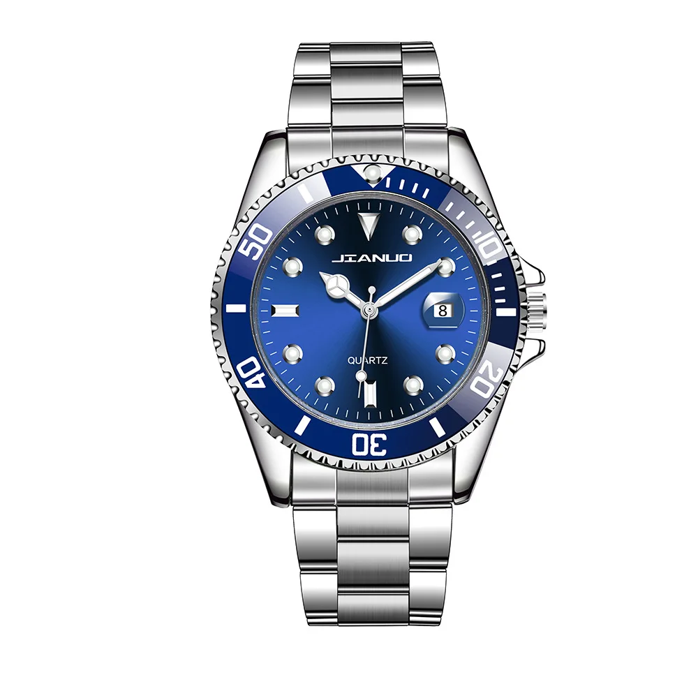 

Men's Chronograph Quartz Watches with Calendar Stainless Steel Not Waterproof Wristwatch for Men Green Dial