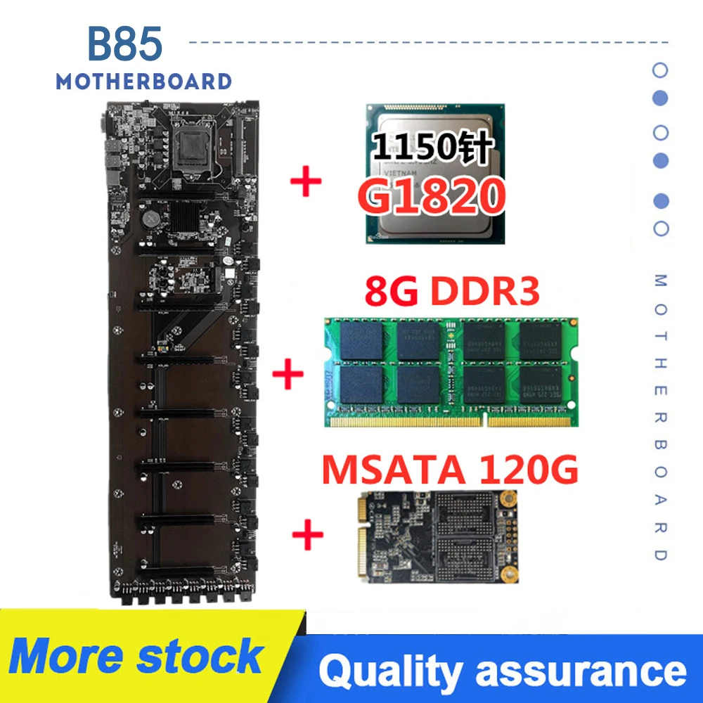 

B85 Mining Motherboard 8 PCIE 16X Graphics Card Slot DDR3 8G Memory Mainboard for LGA 1155 ETH ETC Miner BTC