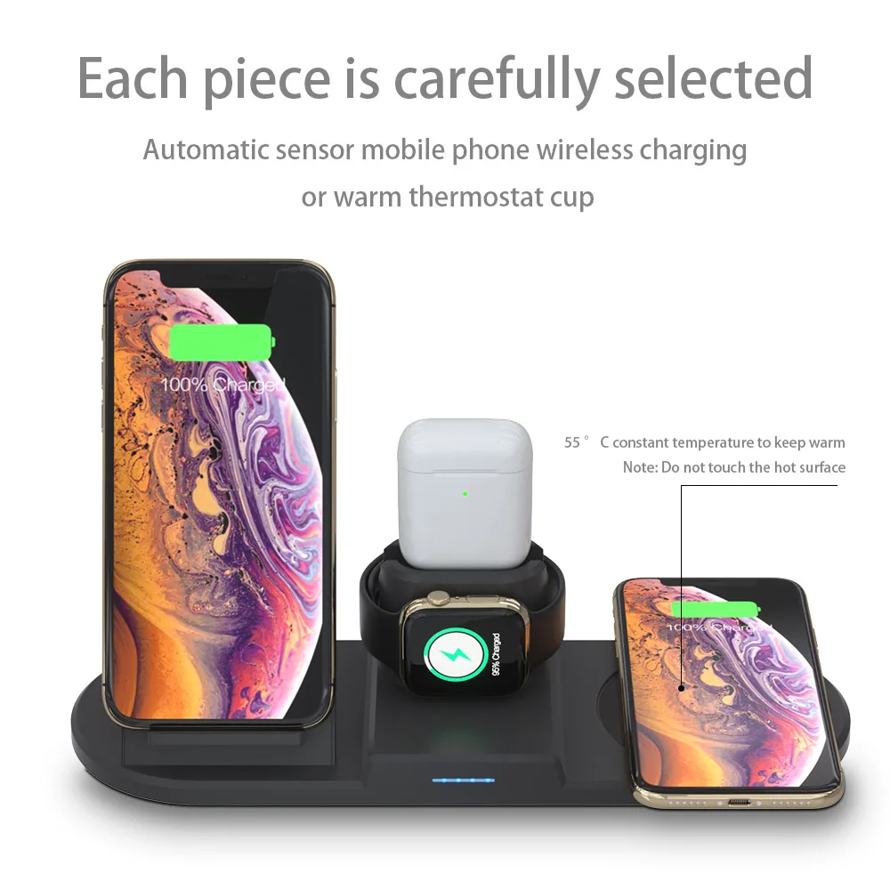 15 Вт 4 в 1 Qi Беспроводное зарядное устройство Подставка для samsung Note10 S10 iPhone11 Pro XsMax XR