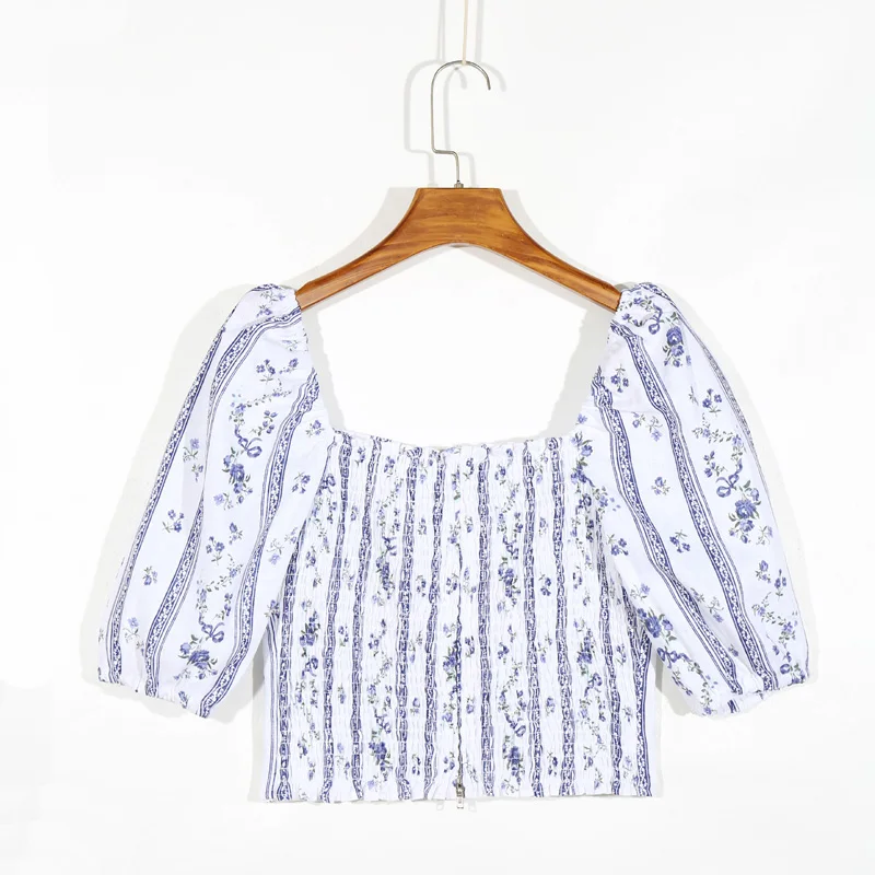 

Summer women's shirt casual flower print shirt