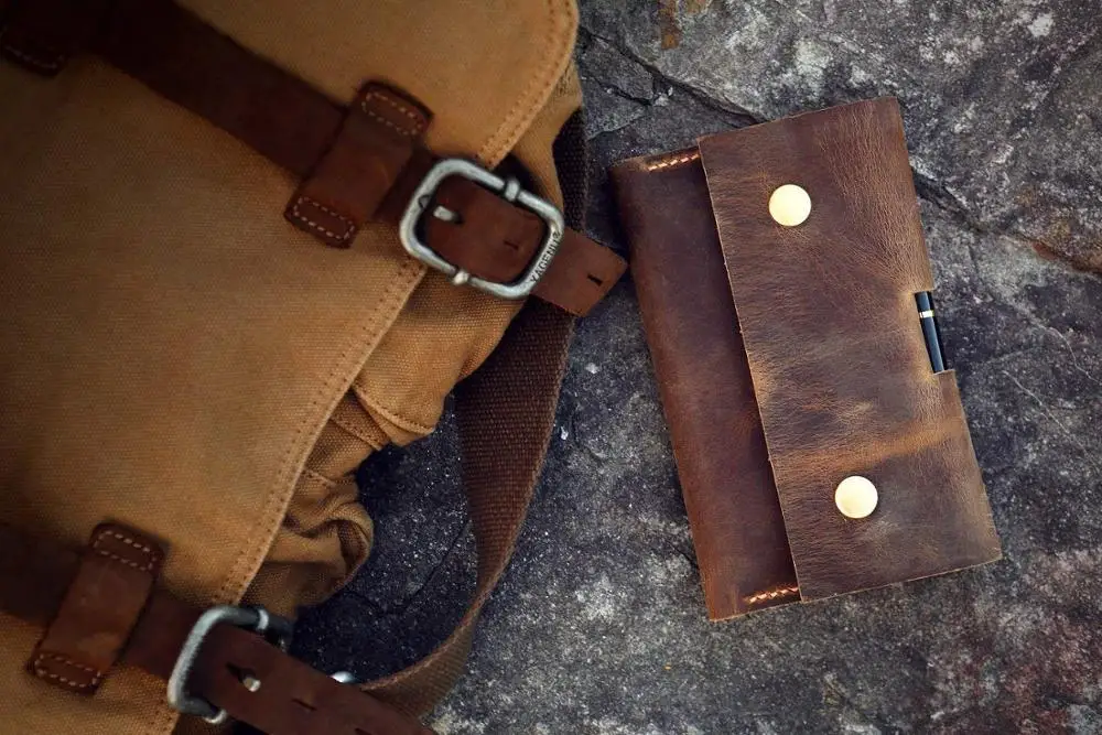 Кожаный кошелек для путешествий кожаный ноутбука карманных заметок чехол