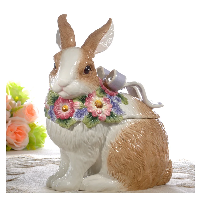 

Ceramic Rabbits Candy Storage Jar Home Decor Wedding Decoration Dried Fruit Jar Kitchen Food Container Spice Jars