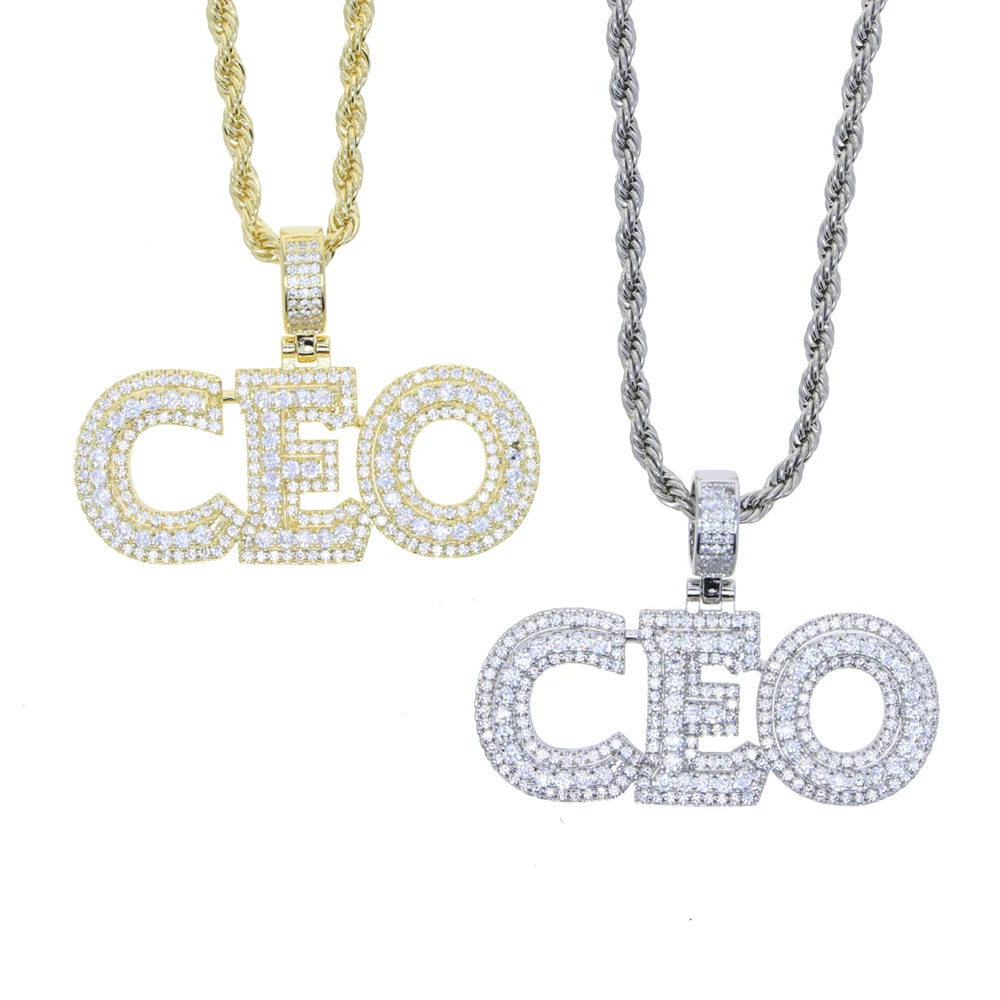 Новинка 2021 цепочка с подвеской надписью CEO веревочная со сверкающим кубическим