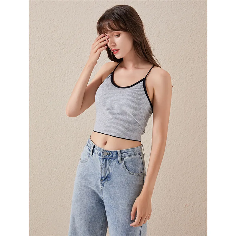 

Bigsweety 2020 Summer Halter Tops Women Backless Bandage Sexy Cropped Tops Women Solid Cotton Underwear Tops For Women