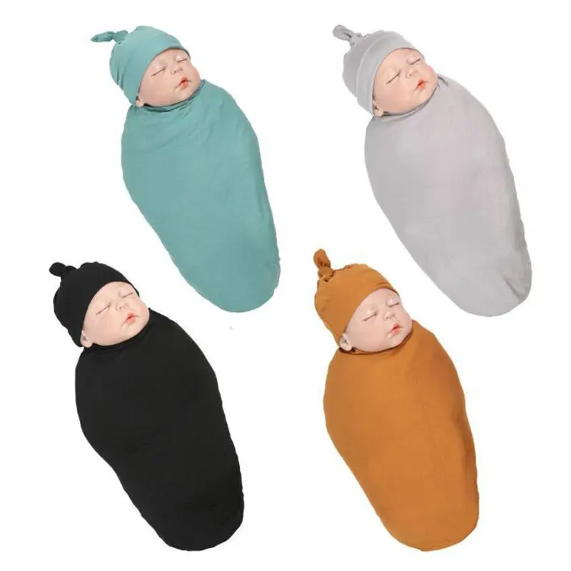 

3 Pcs/set Maternal and Child Supplies Baby Swaddle Newborn Wrap Cap Headband Photography Photo Props Blanket Hat