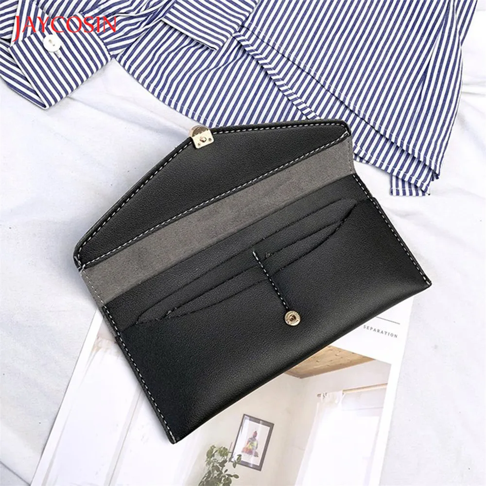 Jaycosin Роскошные брендовые кожаные женские длинные кошельки модные складные с