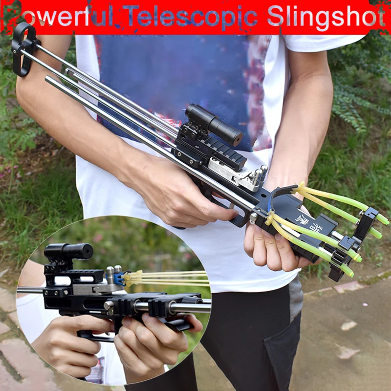 Upgraded Hunting Slingshot Powerful Catapult Mini Rifle Outdoor Shooting Steel Ball Fishing Bow Double Safety Device | Спорт и