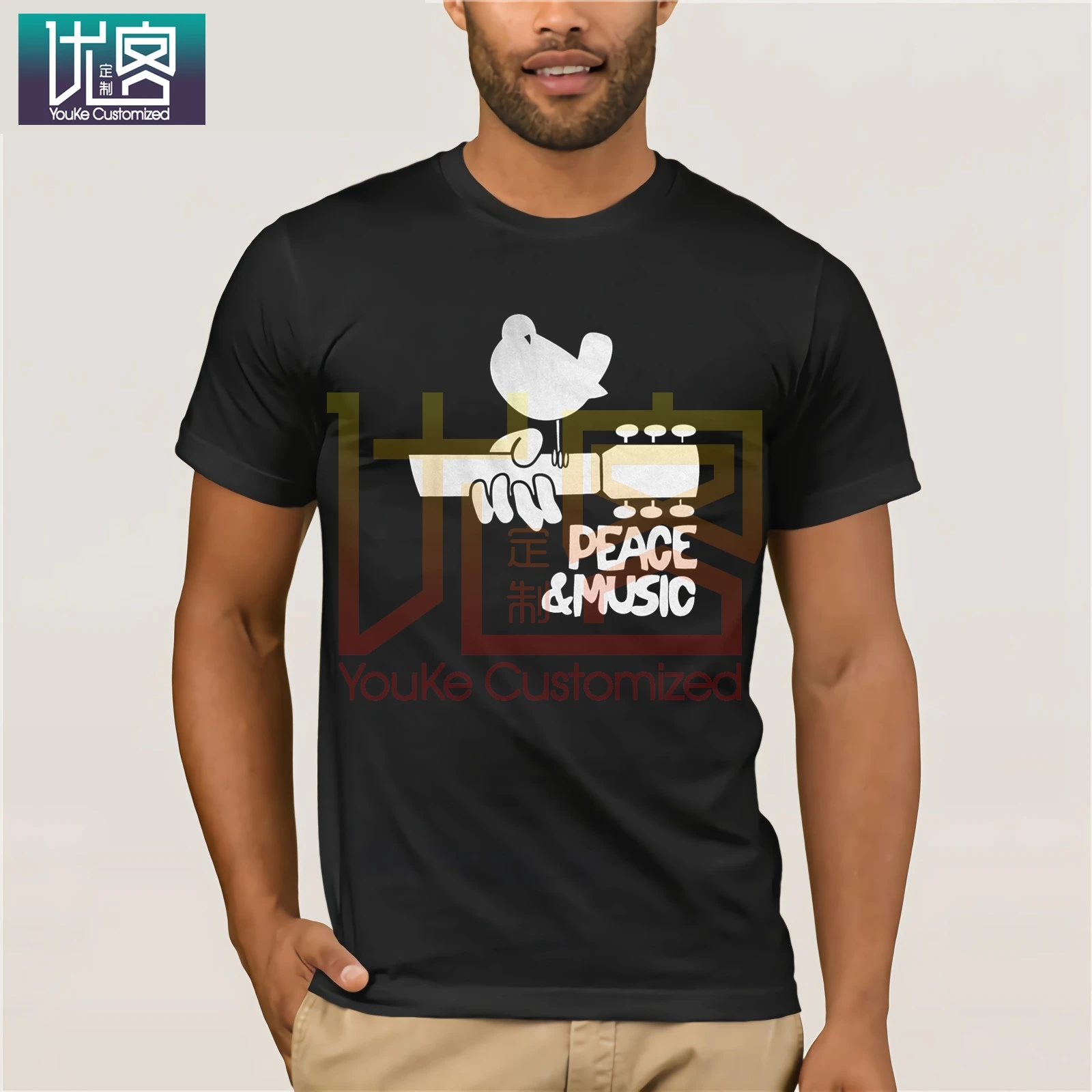 Woodstock музыкальный фестиваль Мужская Гитара Футболка-Рождественский подарок для
