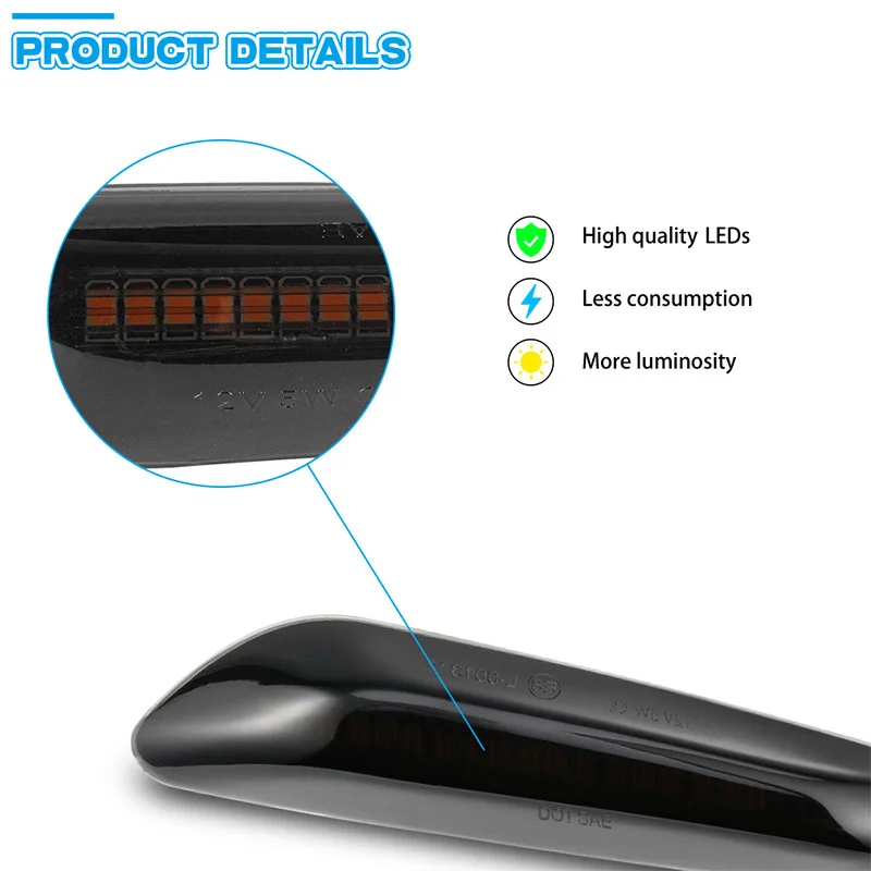 Динамический светодиодный поворотный сигнал боковой габаритный фонарь