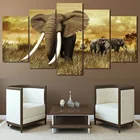 HD печатные современные картины на холсте 5 панелей слон животные модульные картины настенное искусство домашний Декор Гостиная плакаты рамка