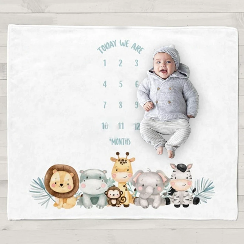 

Twin Baby Monthly Record Growth Milestone Blanket Newborn Soft Swaddle Wrap Photography Props Creative Background Cloth Infant
