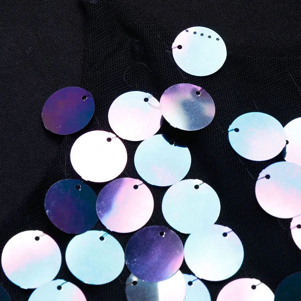 

Popular Women's Solid Color Deep V Sequined Thin Drawstring Halter Backless Nightclub Sexy Dress