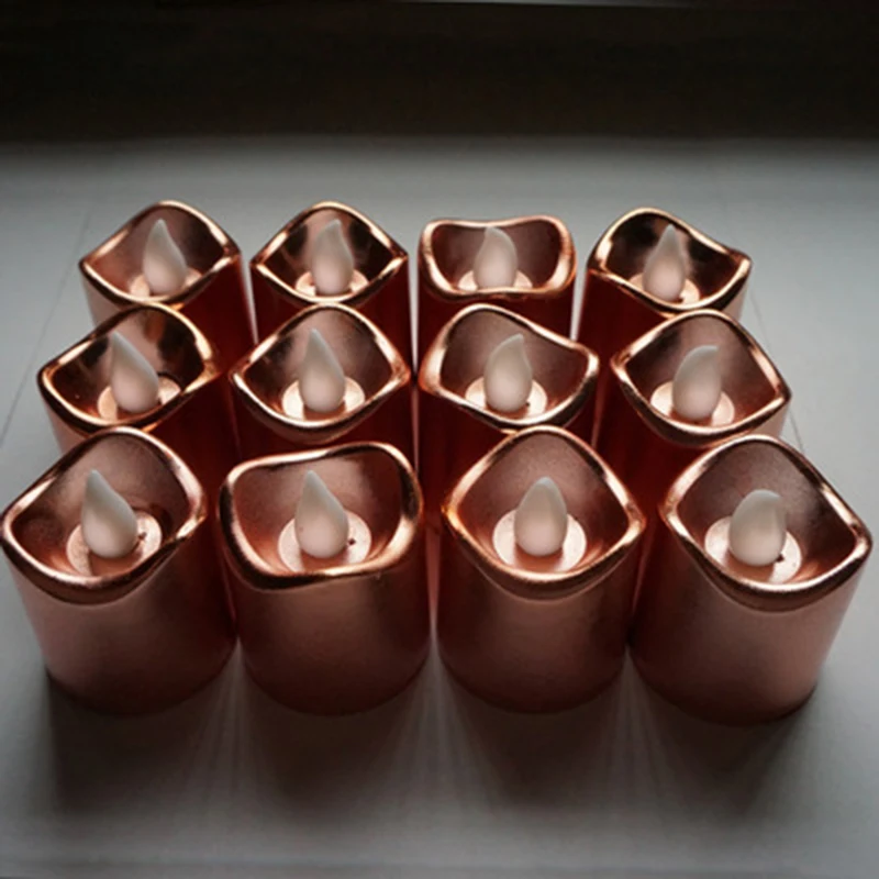 

24PCS / wave mouth electronic candle light flashing rose gold battery power supply for home wedding birthday party decoration