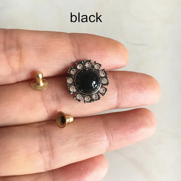 Black Gunmetal 35 наборов-металлические заклёпки в виде подсолнуха, шпильки, 14 мм золотистая Серебристая черная бронза, стразы с жемчугом, украшения для обуви, одежды - Цвет: Black Gunmetal