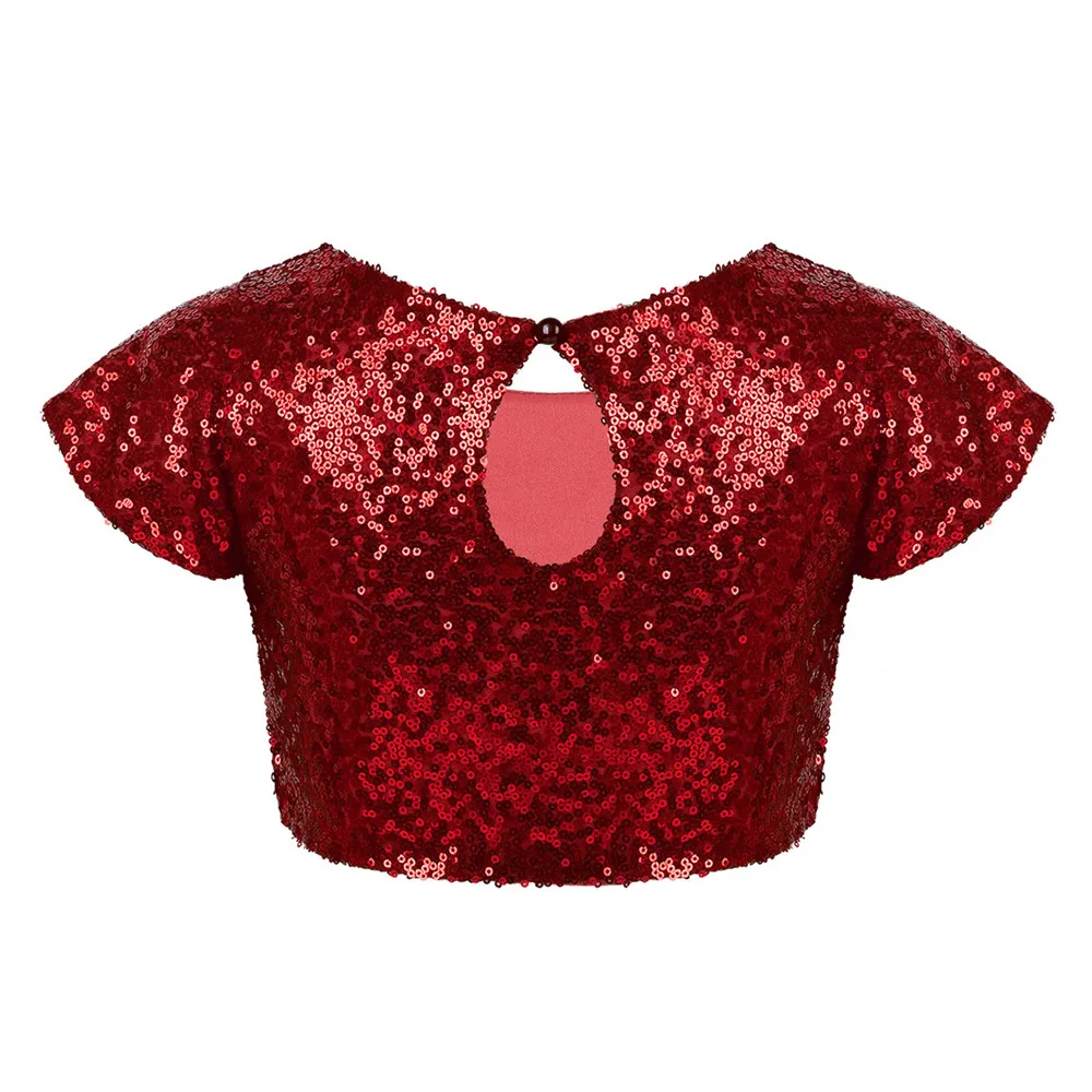 ChicTry/Детская блестящая Кепка с блестками для девочек Короткие топы рукавами дня