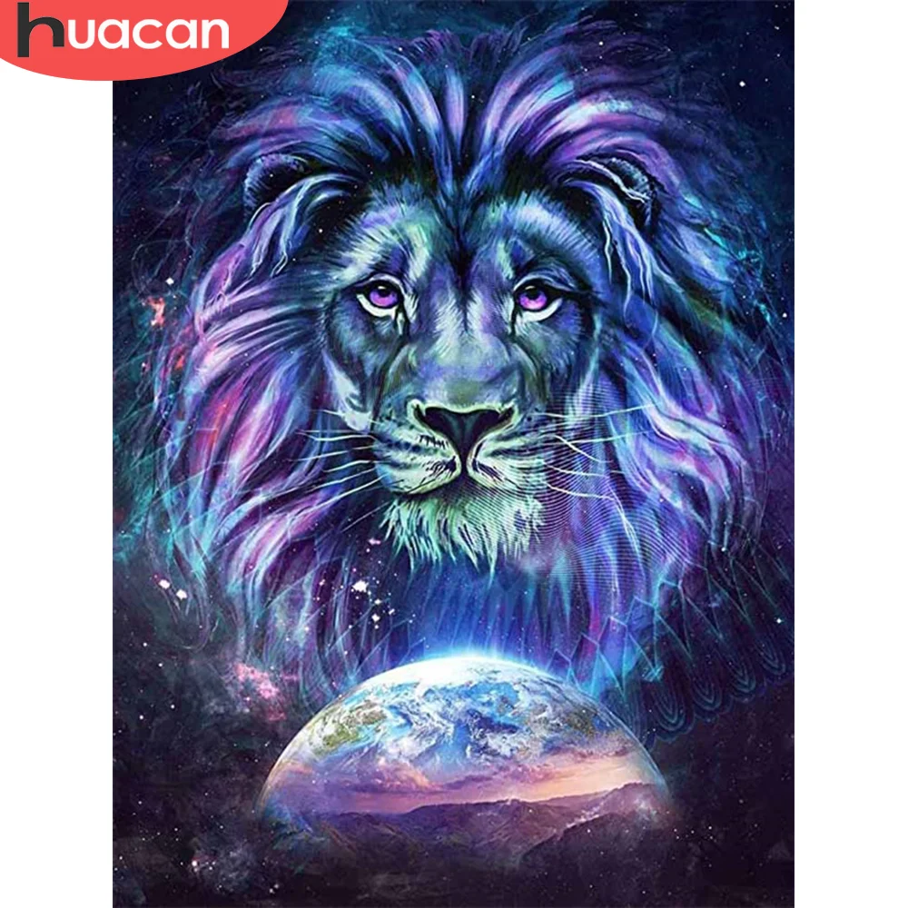 

HUACAN 5d алмазная картина полная дрель квадратная Алмазная вышивка со львом Бриллиантовая мозаика с животным Вселенная набор со стразами дома...