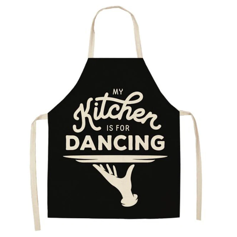 

1Pcs Apron Black Knife And Fork Print Brief Adult Water And Oil Proof Apron Kitchen Restaurant Cooking Bib Aprons With Pocket