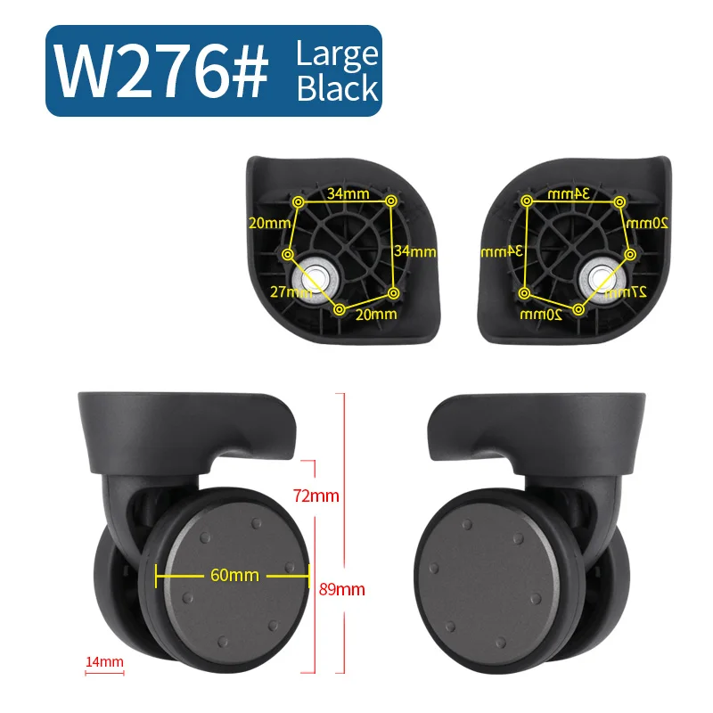 W276 Large Black Чемодан Замена колеса ремонт фитинг чемодан тяга коробка оборудование Замена аксессуары 360 Универсальные ролики - Цвет: W276 Large Black