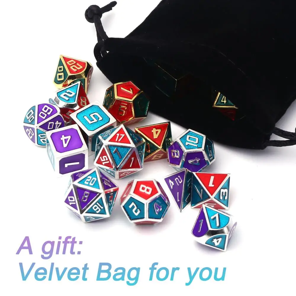 

CHENGSHUO RPG dice set.Gear appearance metal dice set for the table top games.A polyhedron made of zinc alloy.contains D20 12 10