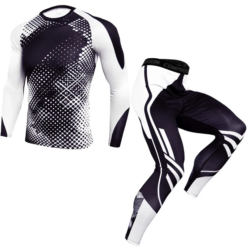 

New Compression Set Men Joggers Sports Suits Quick Drying Tracksuit Skinny Tights Fitness Workout Sportswear Suit Dropshipping