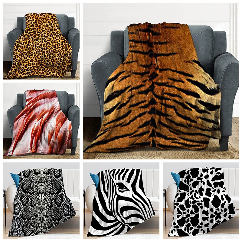 

New realistic European and American animal imitation fur children's cartoon animation tiger thickened flannel blanket