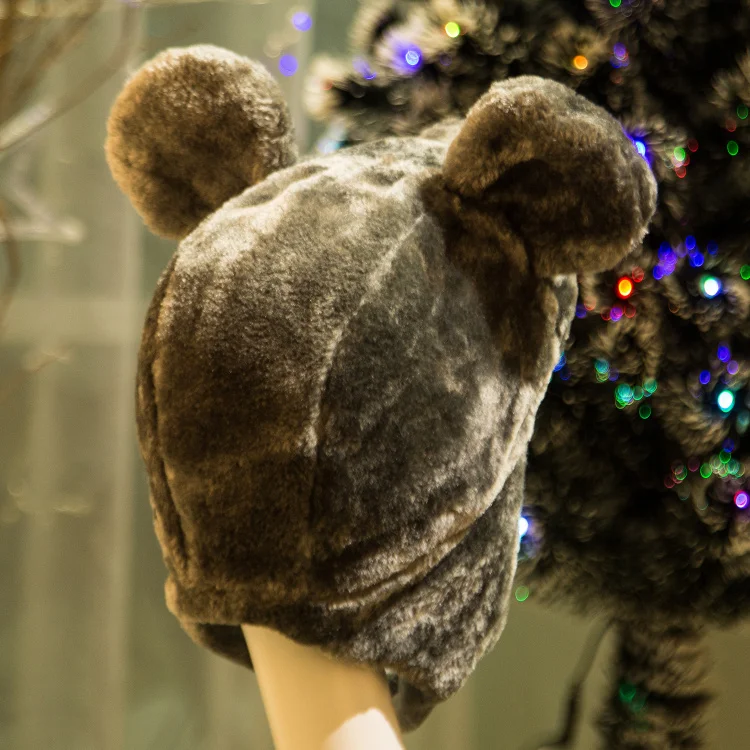

Candice guo! super cute plush toy lovely animal gray mouse soft head hat Photo Props activity show birthday Christmas gift 1pc