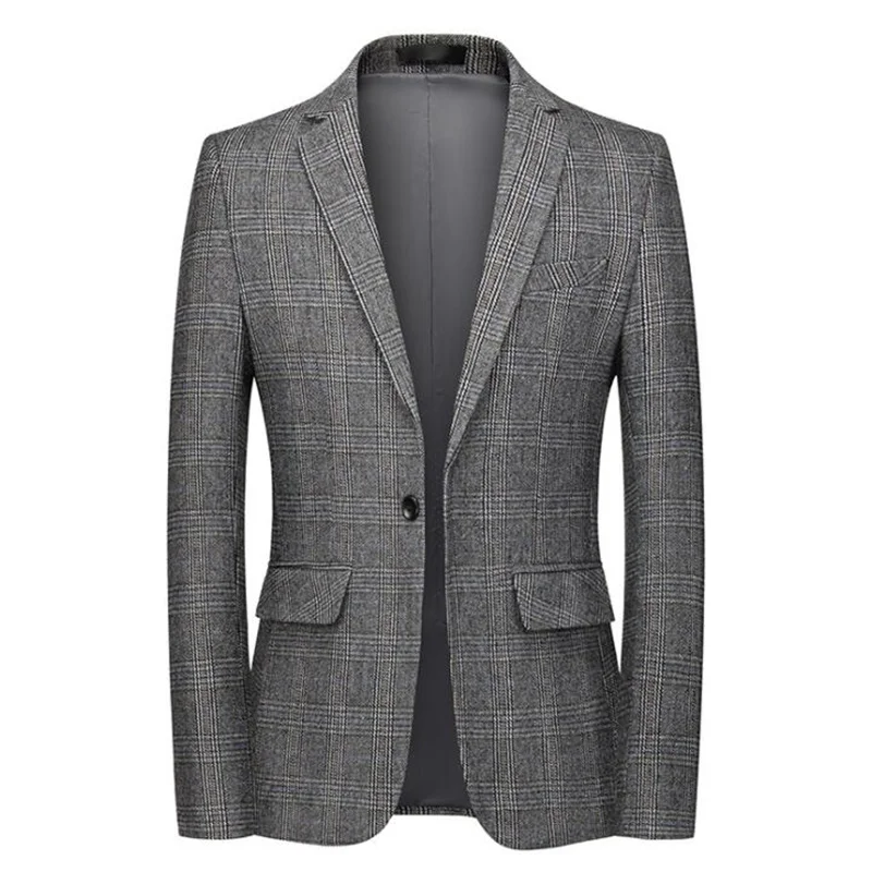 New men's single suit Korean youth fashion casual business plaid self-cultivation one-button jacket بدلة رسمية رجالي костюм кур
