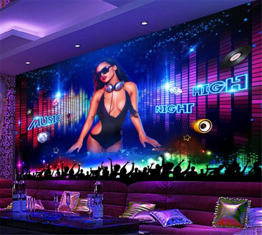 Пользовательские обои для ночного клуба DJ beauty bar KTV оснастка фон украшение стены